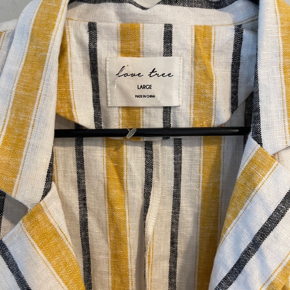 Love Tree Cream and Blue Sleeveless Wrap Romper - Picture 4 of 5